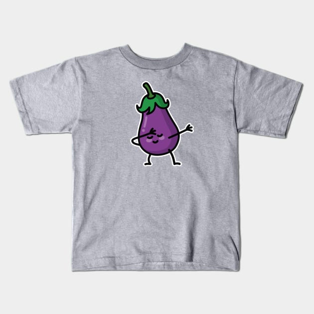 Aubergine eggplant dab dabbing Kids T-Shirt by LaundryFactory